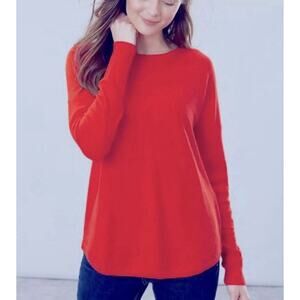 Joules Knitwear Poppy Tunic Sweater, Red With Gray Stripe Up Back, Womens Size 8